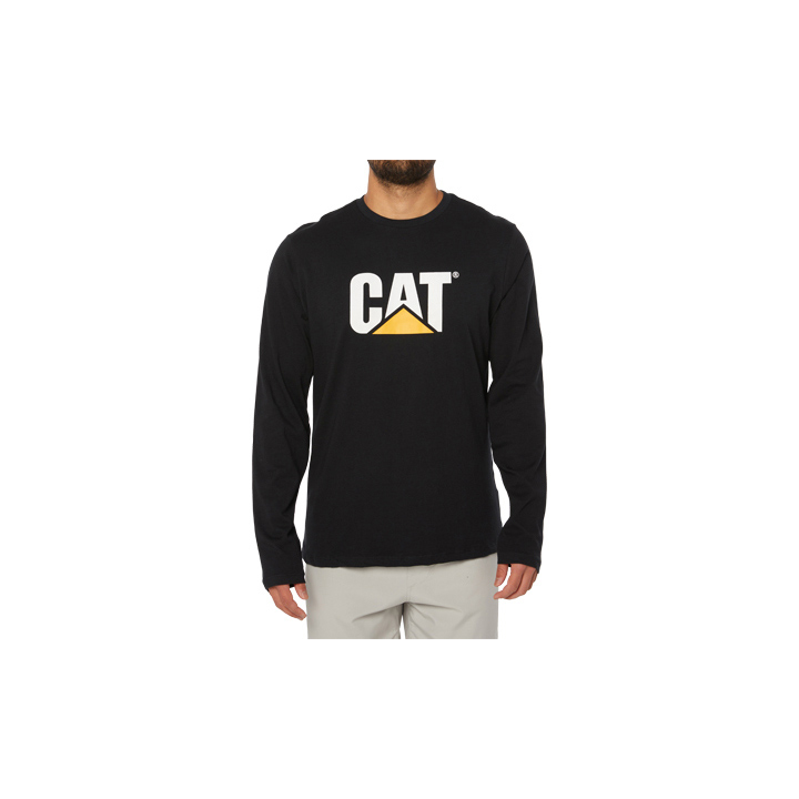 Caterpillar Original Fit Ls Logo - Mens T-Shirts - Black - NZ (248KJXAGY)